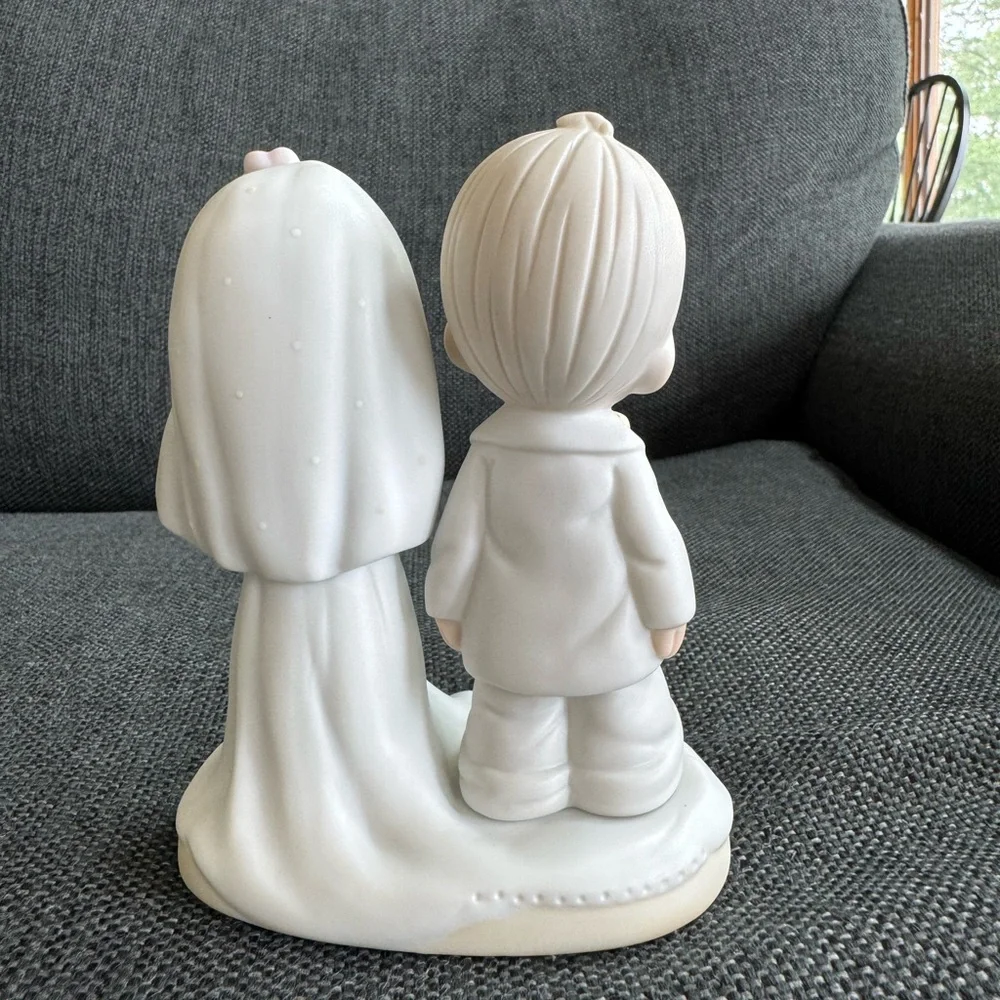 Precious Moments White and Cream Wedding Cake Topper